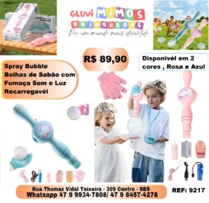 Spray Bubble bolhas de sabão com fumaça som e luz recarregável