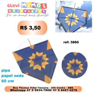 Pipa pequena 60 cm papel de seda