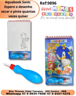 Aquabook Sonic  Espere o desenho secar e pinte quantas vezes quiser