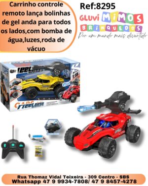 Carrinho controle remoto lança bolinhas de gel anda para todos os lados,com bomba de água,luzes,roda de vácuo