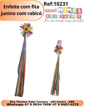 Enfeite com fita junino com rabicó