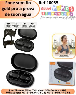 Fone sem fio gold pro a prova de suor/água