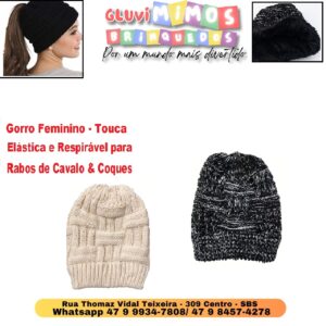 Gorro feminino-Touca elastica respiravel para rabos de cavalo e coques