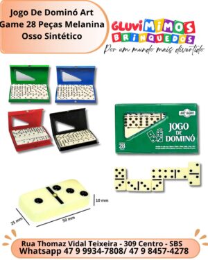 Jogo De Dominó Art Game 28 Peças Melanina Osso Sintético