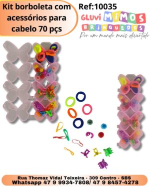 Kit borboleta com acessórios para cabelo 70 pçs