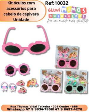 Kit óculos com acessórios para cabelo de capivara Unidade