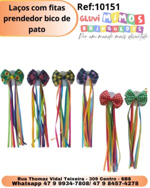 Laços com fitas prendedor bico de pato