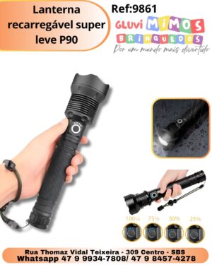 Lanterna recarregável super leve P90