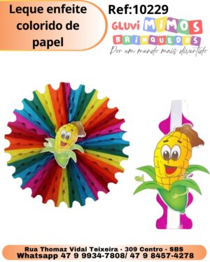 Leque enfeite colorido de papel