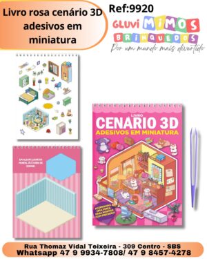 Livro rosa cenário 3D adesivos em miniatura