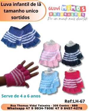 Luva infantil de lã tamanho unico sortidos
