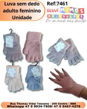Luva sem dedo adulto feminino Unidade