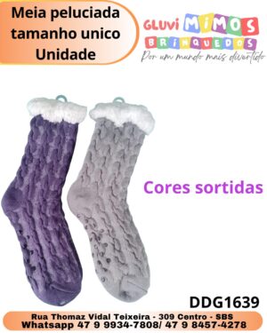 Meia peluciada tamanho unico Unidade