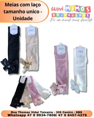 Meias com laço tamanho unico -Unidade