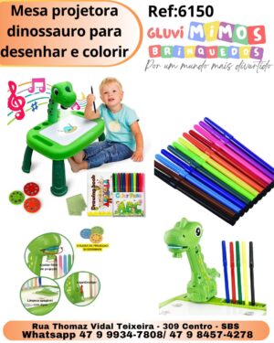 Mesa projetora dinossauro para desenhar e colorir