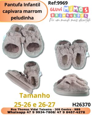 Pantufa Infantil capivara marrom peludinha