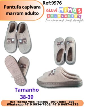 Pantufa capivara marrom adulto