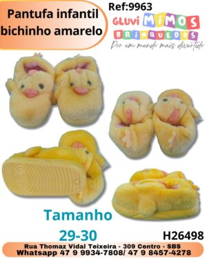 Pantufa infantil bichinho amarelo