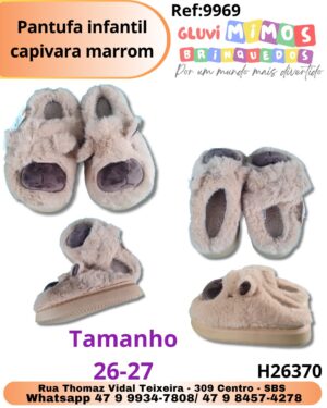 Pantufa infantil capivara marrom