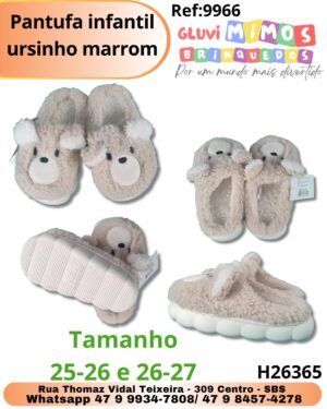Pantufa infantil ursinho marrom