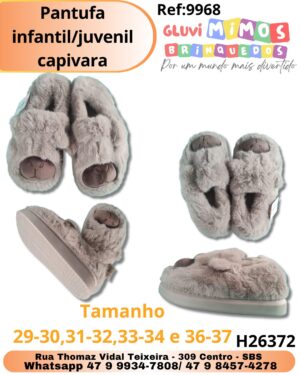Pantufa infantil/juvenil capivara