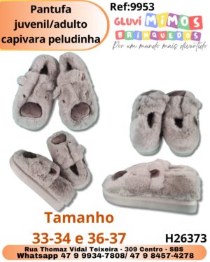 Pantufa juvenil/adulto capivara peludinha