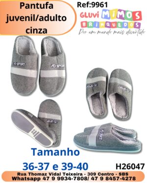Pantufa juvenil/adulto cinza