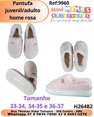 Pantufa juvenil/adulto home rosa