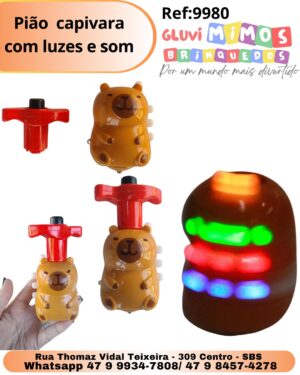 Pião  capivara com luzes e som