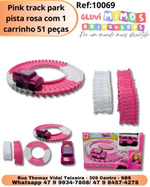 Pink track park pista rosa com 1 carrinho 51 peças