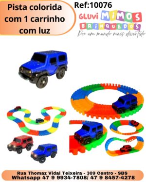 Pista colorida com 1 carrinho com luz