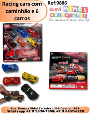 Racing cars com caminhão e 6 carros