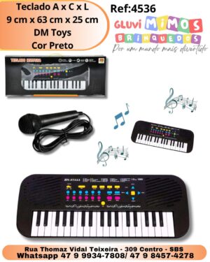 Teclado A x C x L 9 cm x 63 cm x 25 cm DM Toys Cor Preto