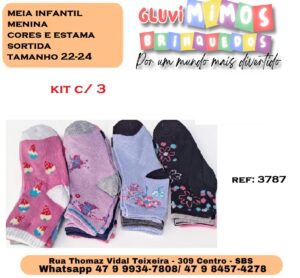 meia infantil menina cores e estampas sortidas T 22-24