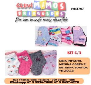 meia infantil menina cores e estampas sortidas T 20-23