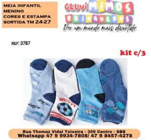 Meia infantil menino cores e estampas sortidas T 24-27