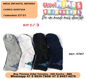 Meia infantil menino cores sortidas