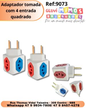 Adaptador tomada com 4 entrada quadrado