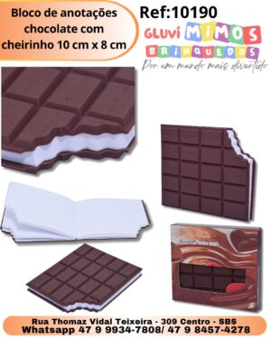 Bloco de anotações chocolate com cheirinho 10 cm x 8 cm