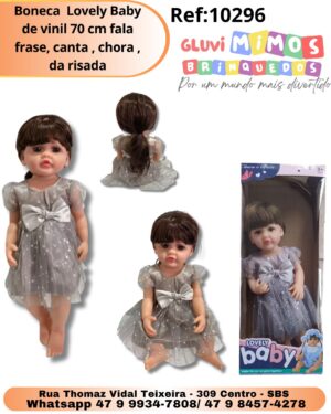 Boneca  Lovely Baby de vinil 70 cm fala frase, canta , chora , da risada