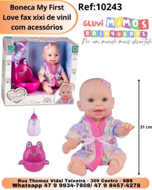 Boneca My First Love fax xixi de vinil com acessórios