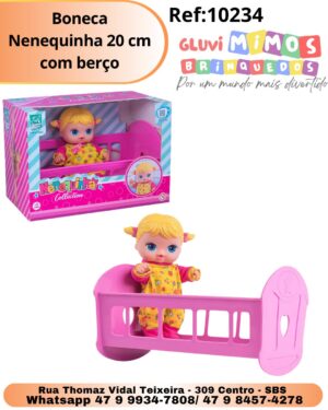 Boneca Nenequinha 20 cm com berço