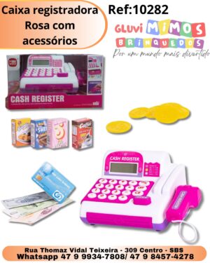 Caixa registradora Rosa com acessórios