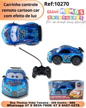Carrinho controle remoto cartoon car com efeito de luz