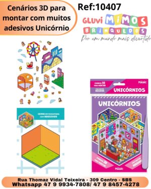 Cenários 3D para montar com muitos adesivos Unicórnio
