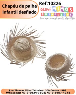 Chapéu de palha  infantil desfiado