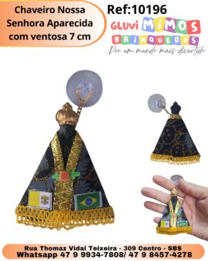 Chaveiro Nossa Senhora Aparecida com ventosa 7 cm