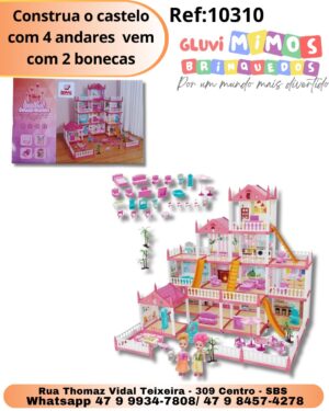 Construa o castelo com 4 andares  vem com 2 bonecas