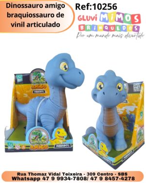 Dinossauro amigo braquiossauro de vinil articulado