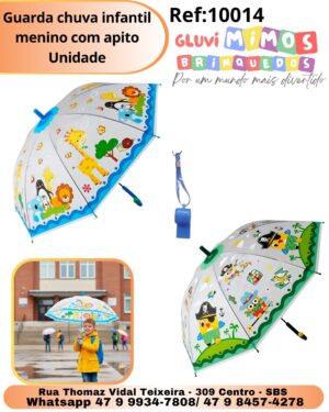 Guarda chuva infantil menino com apito Unidade